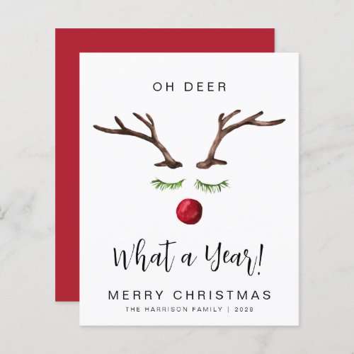 Oh Deer What A Year Christmas Holiday Card