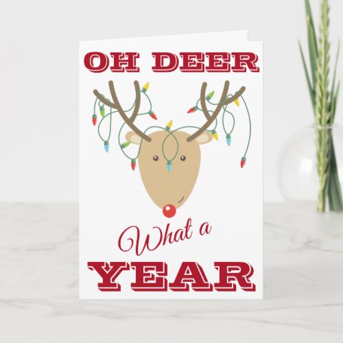 Oh Deer What A Year Cute Funny 2020 Christmas Card