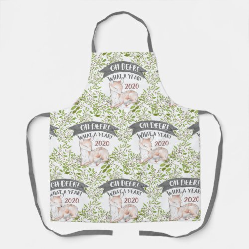 Oh Deer What a Year Funny 2020 Woodland Christmas Apron