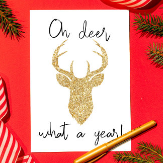 Oh Deer, What A Year! Funny Christmas Holiday Card