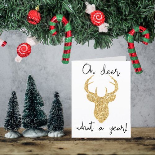 Oh Deer What A Year Funny Christmas Holiday Card