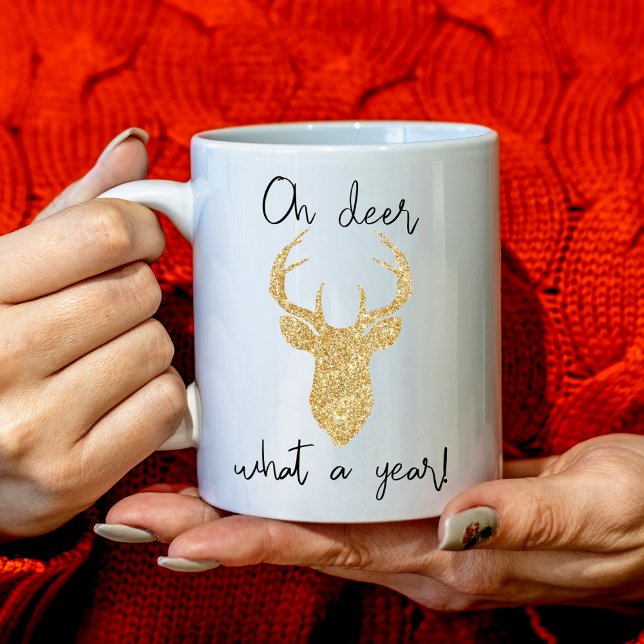Oh Deer, What A Year! Funny Christmas Holiday Coffee Mug (Creator Uploaded)