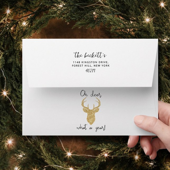 Oh Deer, What A Year! Funny Christmas Holiday Envelope (Creator Uploaded)