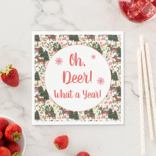 Oh Deer What A Year Funny Holiday Napkins