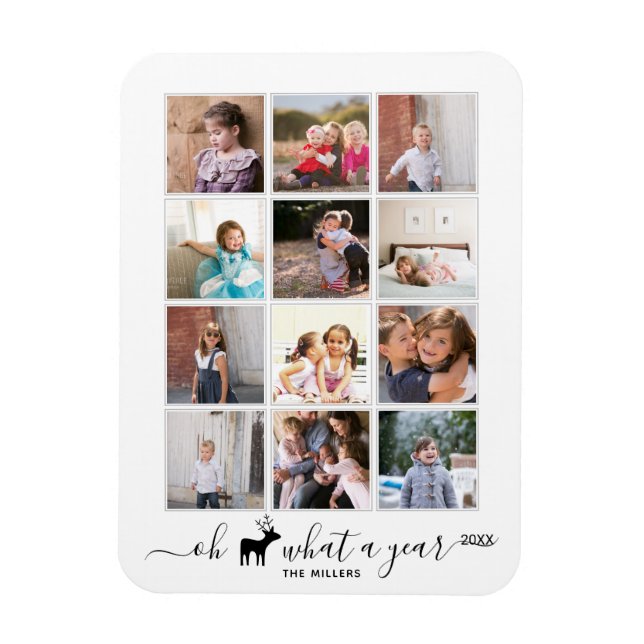 Oh deer what a year in review photo collage black magnet (Vertical)