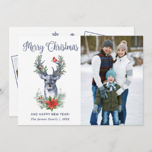 Oh Deer What a Year Merry Christmas Greeting PHOTO Holiday Card