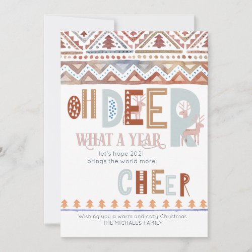 Oh Deer What a Year Nordic Fairisle Holiday Card
