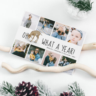 'Oh Deer, What a Year!' Photo Collage Christmas Holiday Card
