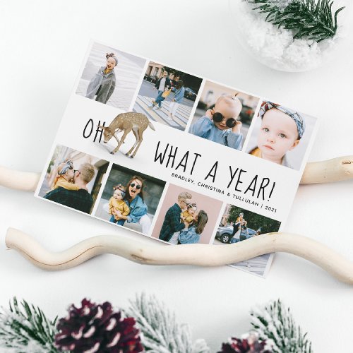 Oh Deer What a Year Photo Collage Christmas Holiday Card