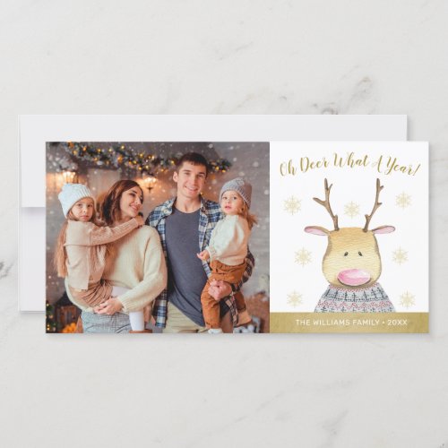 Oh Deer What A Year Quote Family Photo Holiday Card