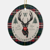 Oh Deer What a Year! Reindeer Monogram & Photo Ceramic Ornament (Left)