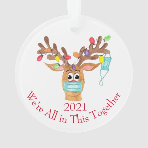 Oh Deer What a Year Rudolph Face Masked Reindeer Ornament