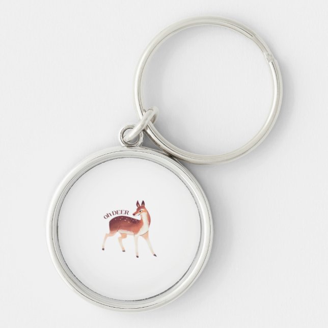Oh Deer Whimsical Creative Design  Keychain (Front)