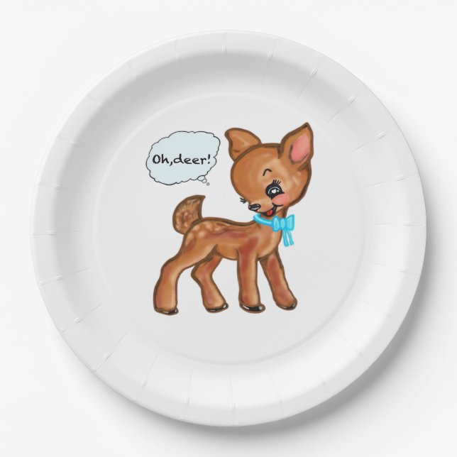 Oh Deer Whimsical Forest Vibe  Paper Plates (Front)