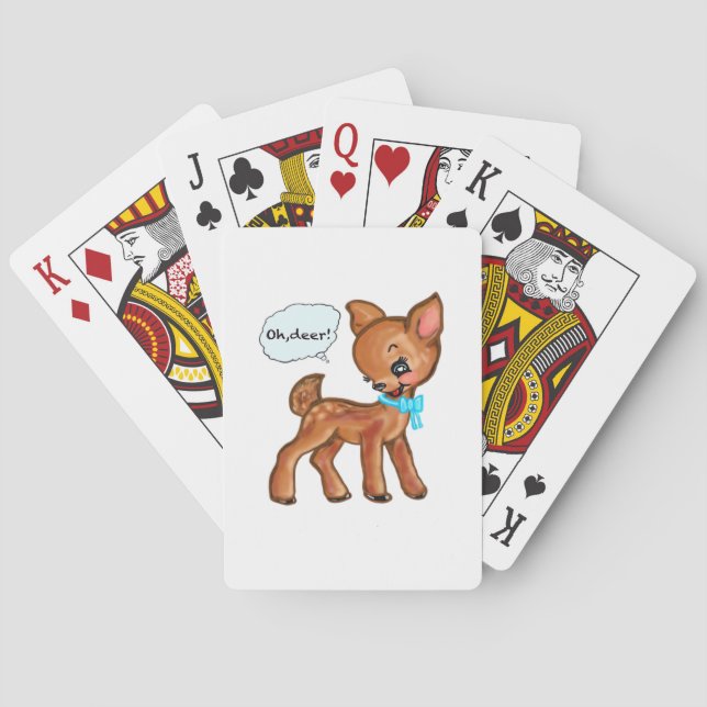 Oh Deer Whimsical Forest Vibe  Poker Cards (Back)