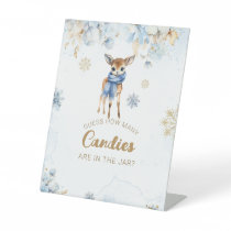 Oh Deer Winter Baby Boy Shower candies Game Pedestal Sign