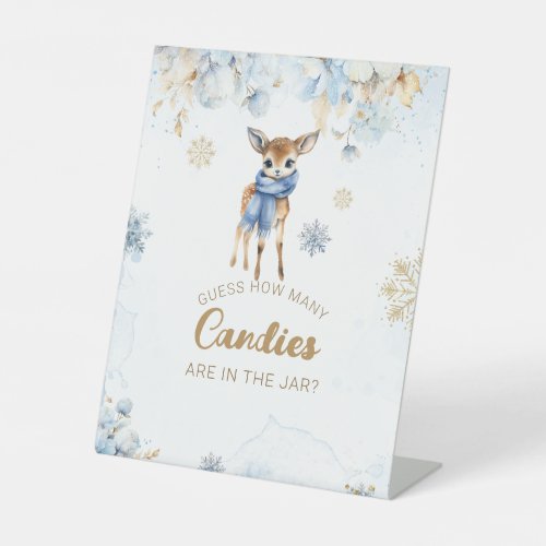 Oh Deer Winter Baby Boy Shower candies Game Pedestal Sign
