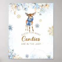 Oh Deer Winter Baby Boy Shower candies Game Poster