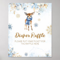 Oh Deer Winter Baby Boy Shower Diaper Poster