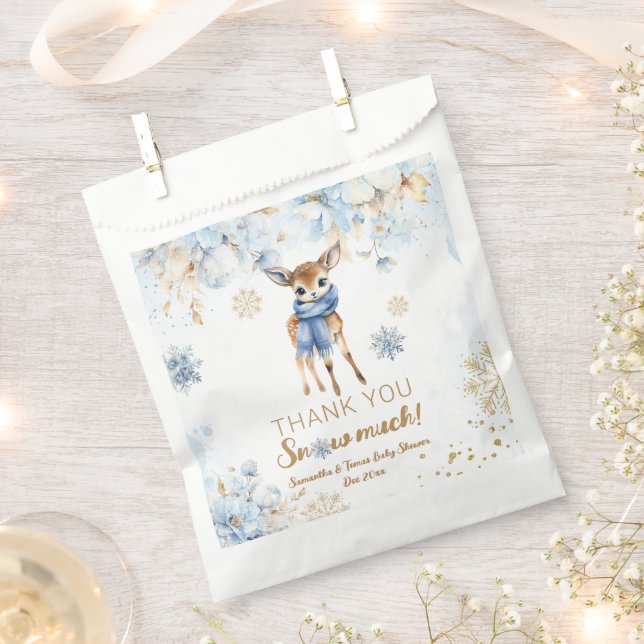 Oh Deer Winter Baby Boy Shower Favor Bag (Clipped)