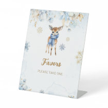 Oh Deer Winter Baby Boy Shower Favors Pedestal Sign