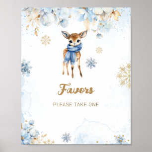 Oh Deer Winter Baby Boy Shower Favors Poster