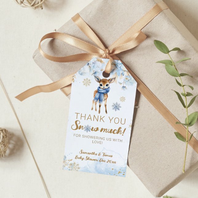 Oh Deer Winter Baby Boy Shower Gift Tags (Creator Uploaded)