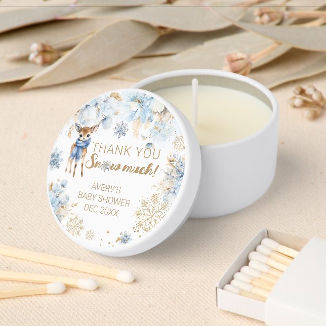 Oh Deer Winter Baby Boy Shower Mini Candle Favors (Insitu)