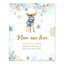 Oh Deer Winter Baby Boy Shower Mom-osa Bar Poster