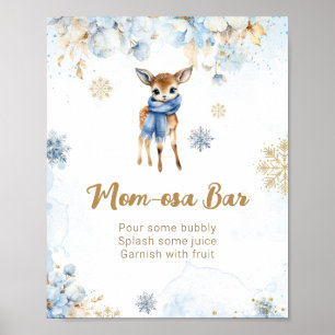 Oh Deer Winter Baby Boy Shower Mom-osa Bar Poster