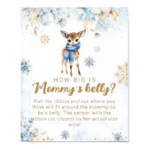 Oh Deer Winter Baby Boy Shower Mommy's Belly Game Poster