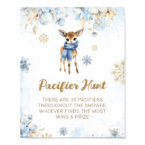 Oh Deer Winter Baby Boy Shower Pacifier Hunt Game Poster