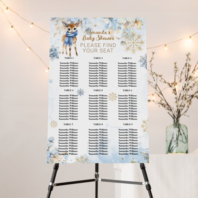Oh Deer Winter Baby Boy Shower seating chart Foam Board (In Situ (Stand))