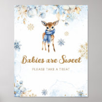 Oh Deer Winter Baby Boy Shower Sweet Treat Poster