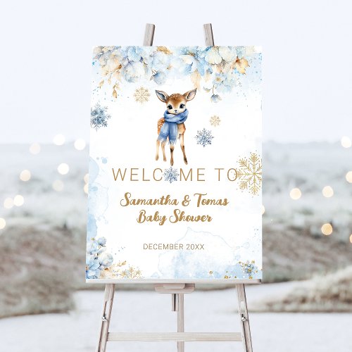 Oh Deer Winter Baby Boy Shower Welcome Foam Board