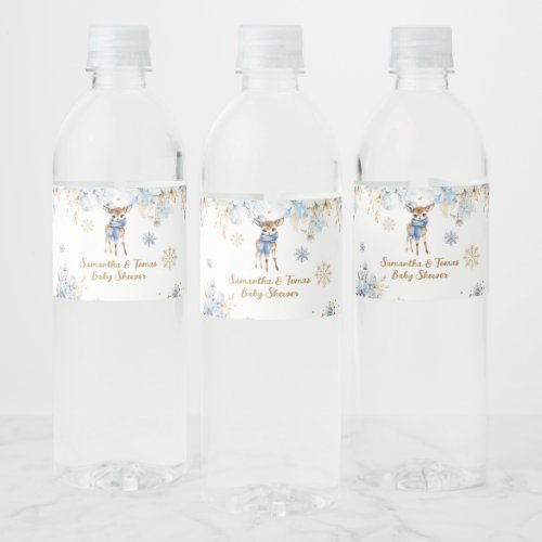 Oh Deer Winter Baby Boy Shower Welcome Water Bottle Label
