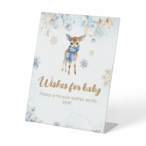 Oh Deer Winter Baby Boy Shower Wishes Game Pedestal Sign