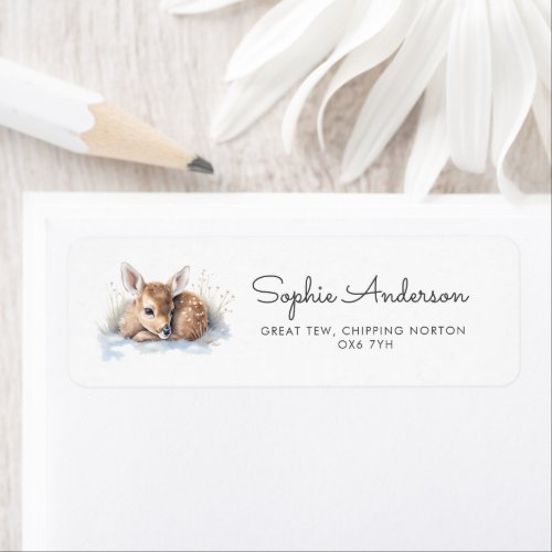 Oh Deer Winter Baby Shower Address  Label