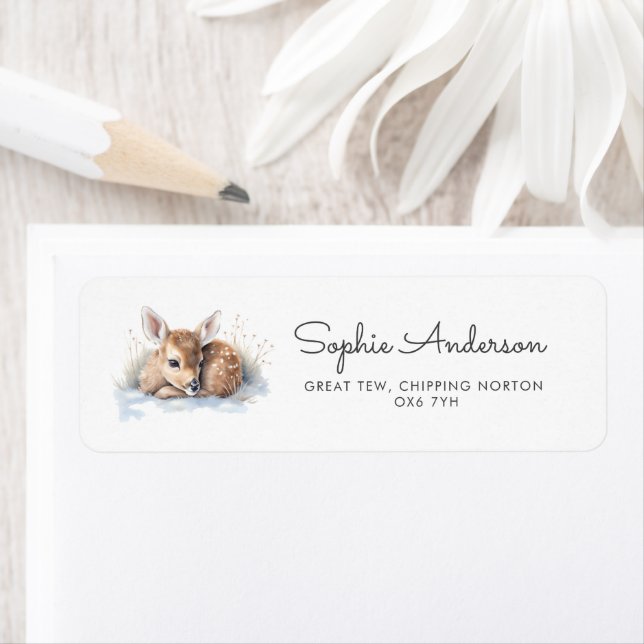 Oh Deer Winter Baby Shower Address  Label (Insitu)