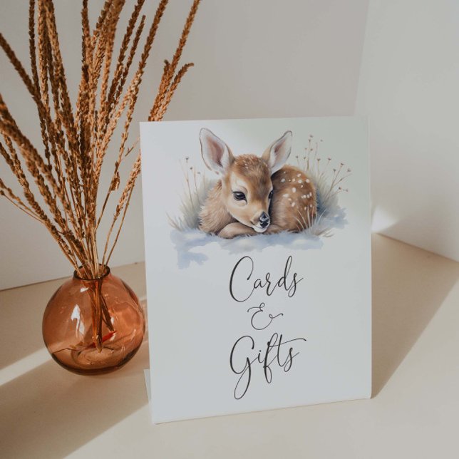 Oh Deer Winter Baby Shower Cards And Gifts Pedestal Sign (Creator Uploaded)