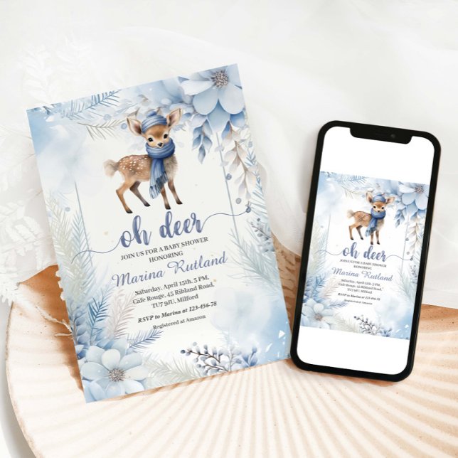 Oh Deer Winter Baby Shower Elegant  Invitation (Creator Uploaded)