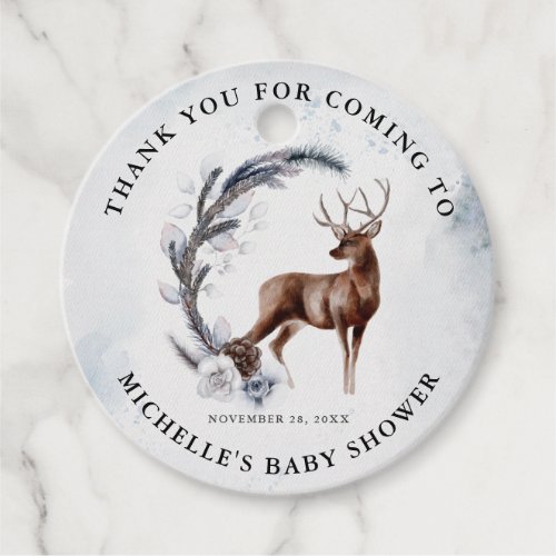 Oh Deer Winter Baby Shower Thank You Gift Favor Tags