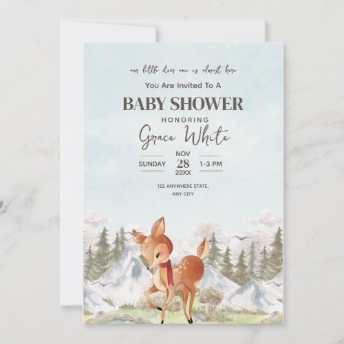  Oh Deer winter Baby Shower Woodland Baby Shower  Invitation