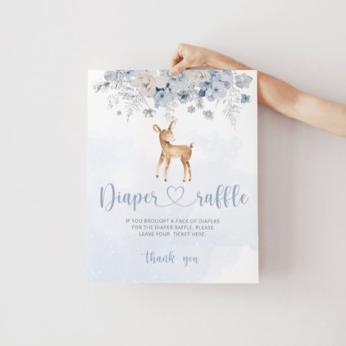 Oh deer winter blue diaper raffle Poster