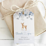 Oh deer winter blue silver baby shower gift tags<br><div class="desc">Oh deer winter blue silver baby shower Gift Tags 
Matching items are available.</div>