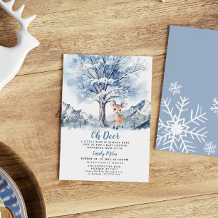 Oh Deer Winter Boy Baby Shower Invitation