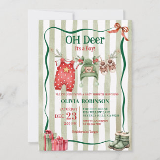 Oh Deer Winter Clothesline Baby Shower Invitation