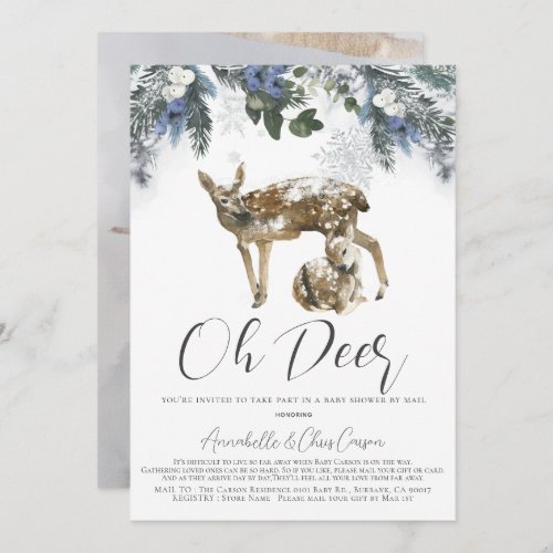 Oh Deer Winter Foliage Baby Shower by Mail Invitation