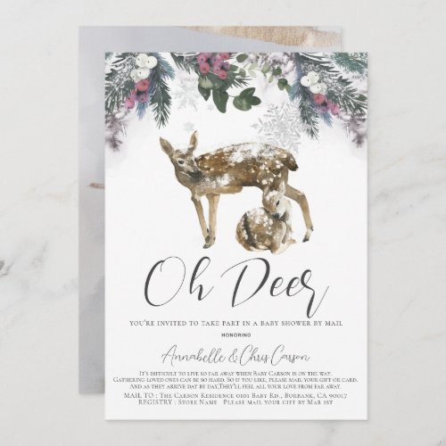 Oh Deer Winter Foliage Baby Shower by Mail Invitation