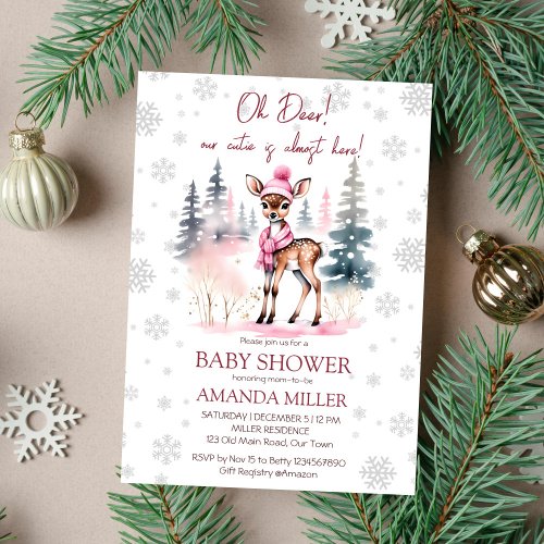 Oh deer winter girl baby shower template